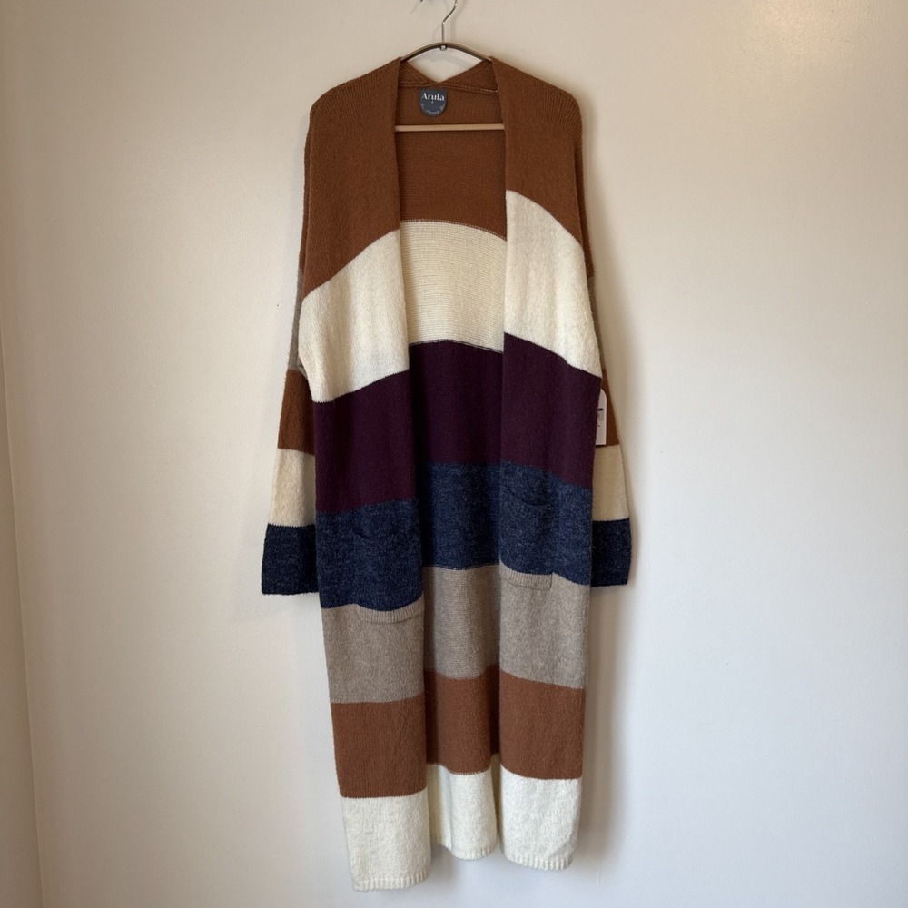 Arula Duster Knit Cardigan Sweater Long Line Knit Womens Size 1X Soft Preppy NWT